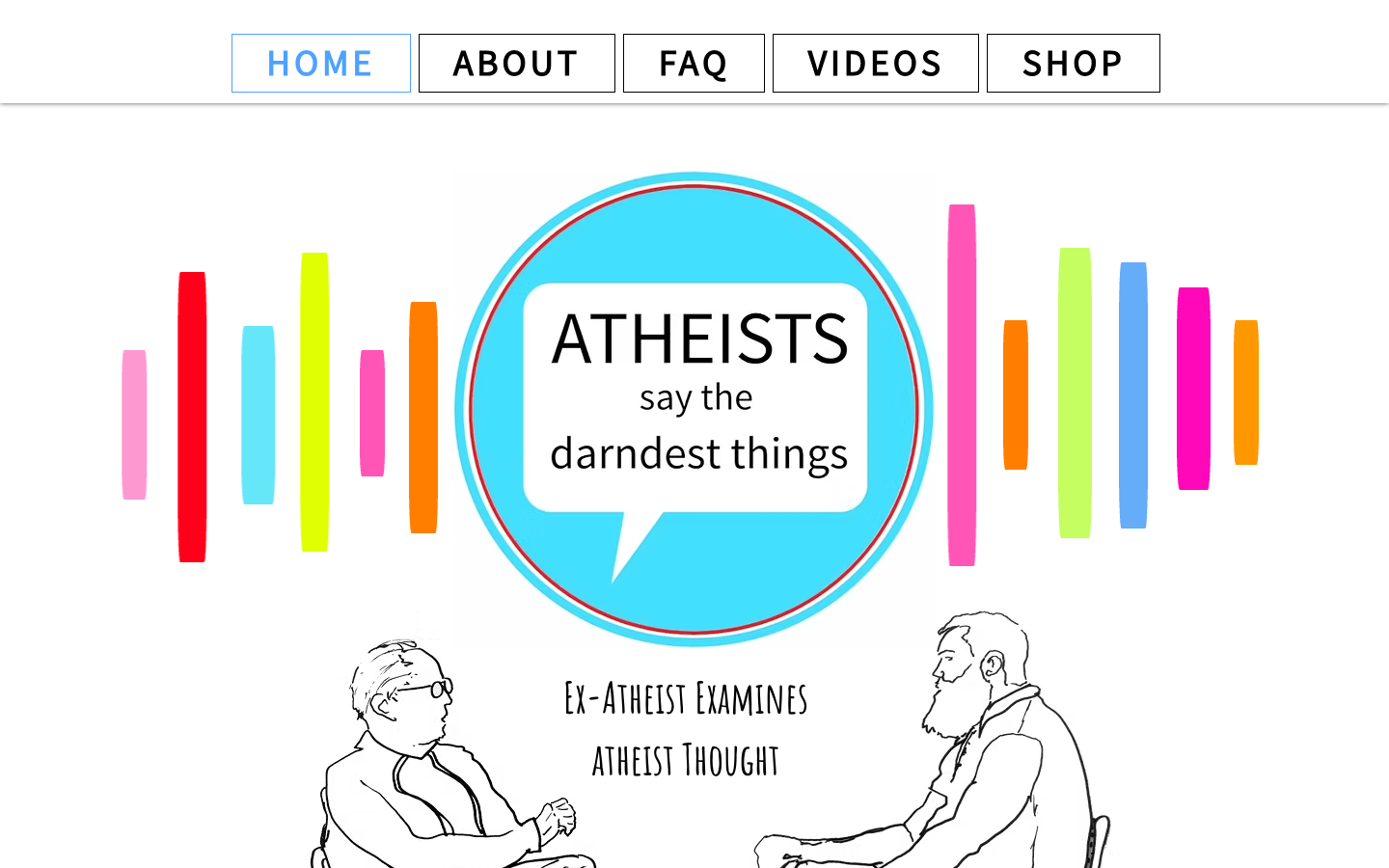 Screenshot of the Atheists Say the Darndest Things ministry website homepage on desktop