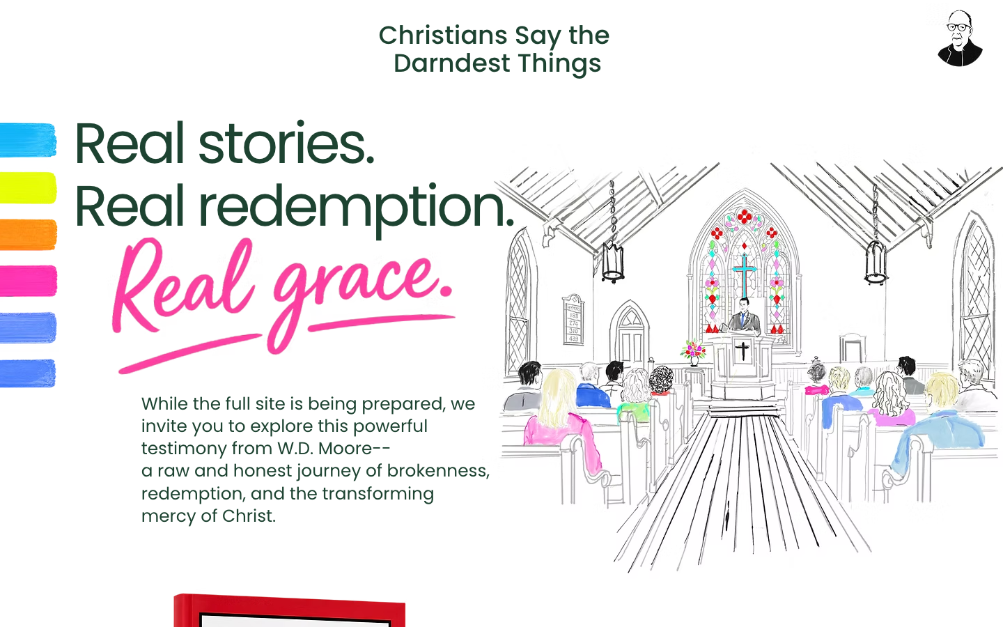 Screenshot of the Christians Say the Darndest Things ministry publishing website homepage on desktop