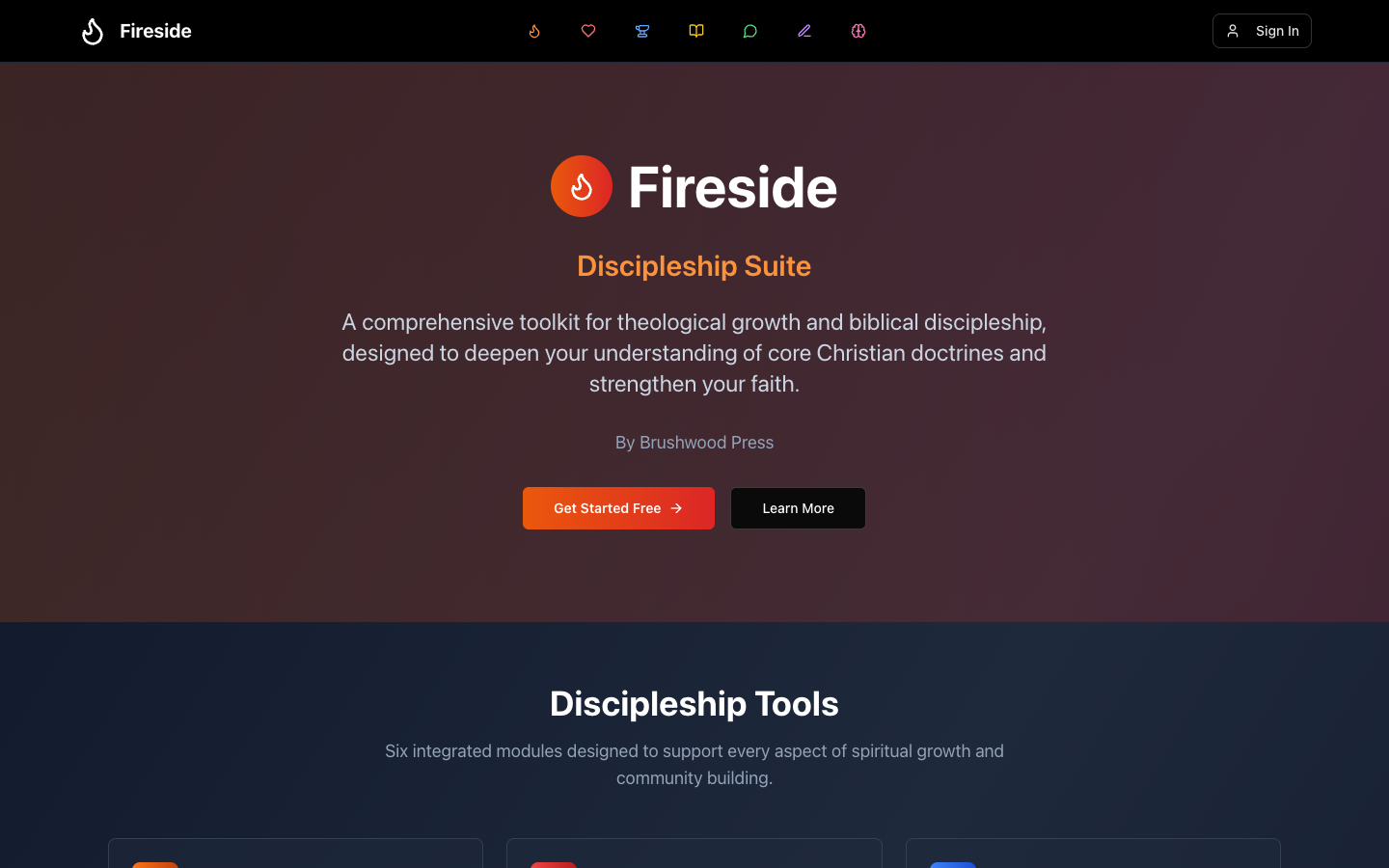 Fireside Discipleship Suite on desktop