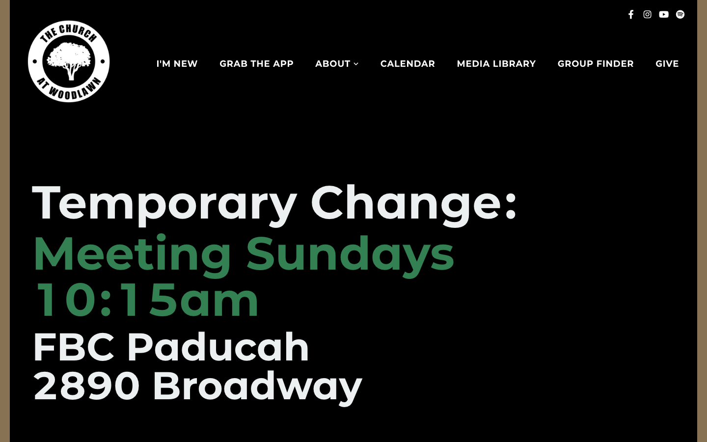 Current public website for The Church at Woodlawn shown on desktop
