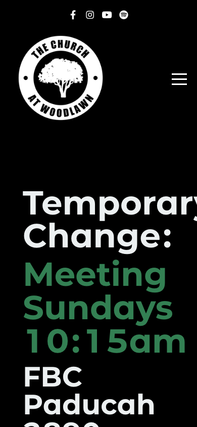 Current public website for The Church at Woodlawn shown on a mobile screen
